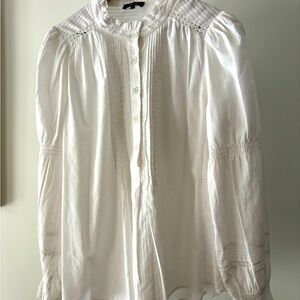 ME+EM white blouse with pintuck & eyelet details size US10